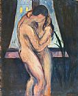 Edvard Munch Canvas Paintings - the kiss